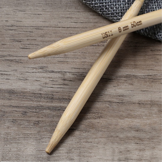 Picture of (US11 8.0mm) Bamboo Circular Knitting Needles Natural 50cm(19 5/8") long, 1 Pair