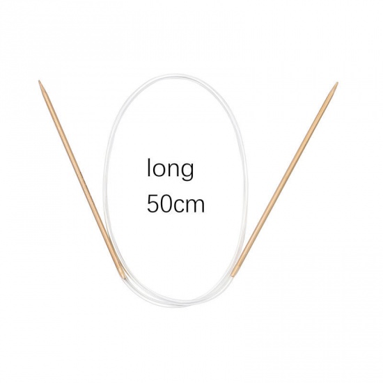 Picture of (US1 2.25mm) Bamboo Circular Knitting Needles Natural 50cm(19 5/8") long, 1 Pair