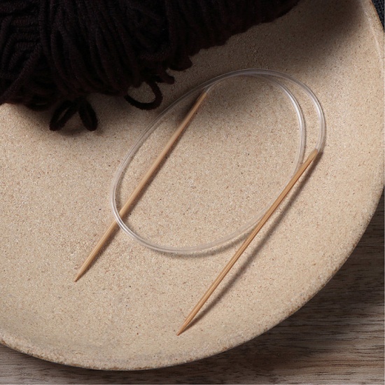 Picture of (US1 2.25mm) Bamboo Circular Knitting Needles Natural 50cm(19 5/8") long, 1 Pair