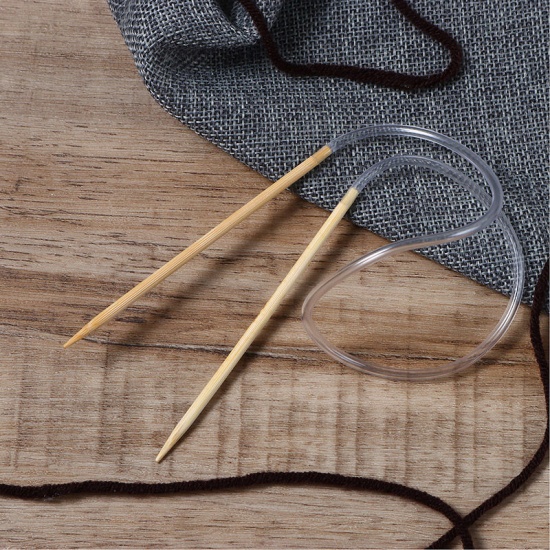 Picture of (US3 3.25mm) Bamboo Circular Knitting Needles Natural 50cm(19 5/8") long, 1 Pair