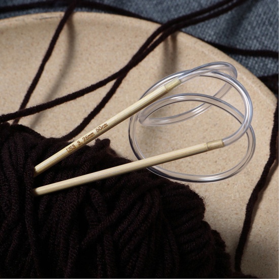 Picture of (US3 3.25mm) Bamboo Circular Knitting Needles Natural 50cm(19 5/8") long, 1 Pair