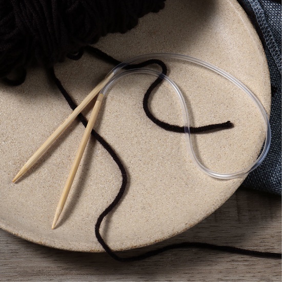 Picture of (US5 3.75mm) Bamboo Circular Knitting Needles Natural 50cm(19 5/8") long, 1 Pair