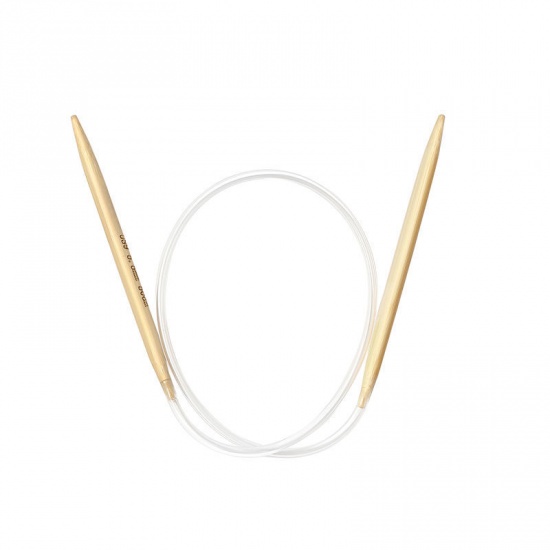 Picture of (US9 5.5mm) Bamboo Circular Knitting Needles Natural 9cm(3 4/8") long, 1 Pair