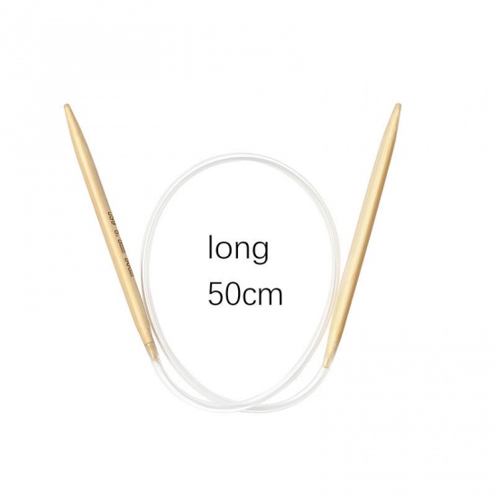 Picture of (US9 5.5mm) Bamboo Circular Knitting Needles Natural 9cm(3 4/8") long, 1 Pair