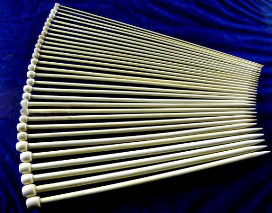 Picture of (US15-0 10.0mm-2.0mm) Bamboo Single Pointed Knitting Needles Natural 33cm(13") - 34cm(13 3/8") long, 1 Set ( 30 PCs/Set)