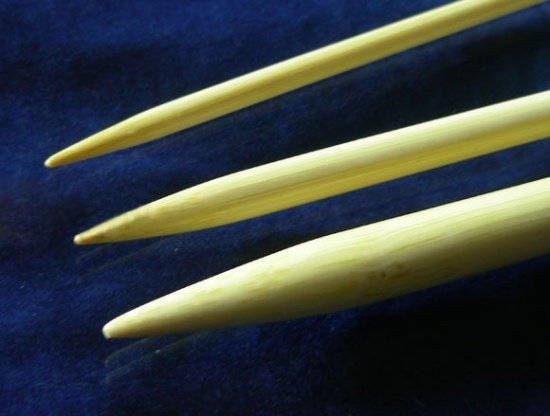 Picture of (US15-0 10.0mm-2.0mm) Bamboo Single Pointed Knitting Needles Natural 33cm(13") - 34cm(13 3/8") long, 1 Set ( 30 PCs/Set)