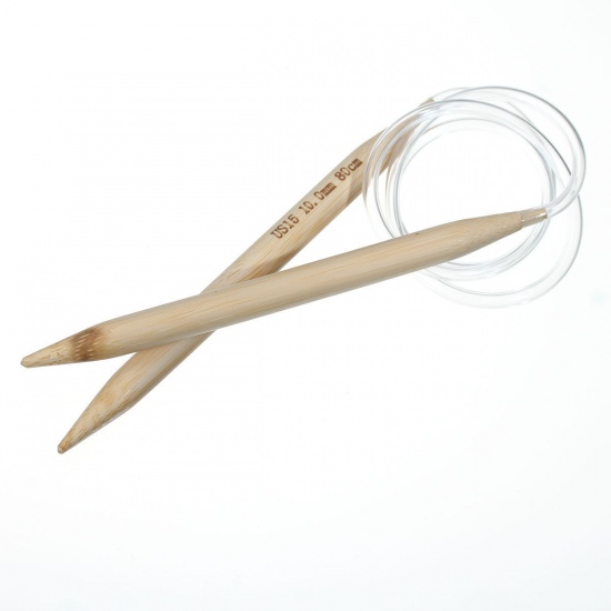 Picture of (US15 10.0mm) Bamboo Circular Knitting Needles Natural 80cm(31 4/8") long, 1 Pair