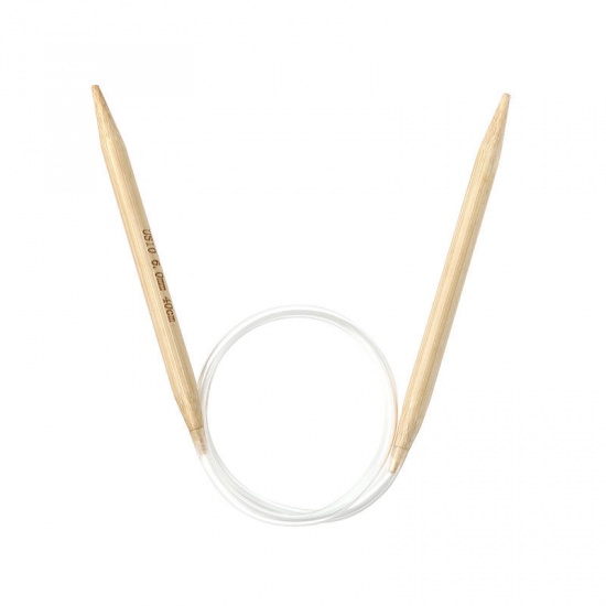 Image de (US10 6.0mm) Aiguilles Circulaire en Bambou Couleur Naturelle 40cm long, 1 Pièce
