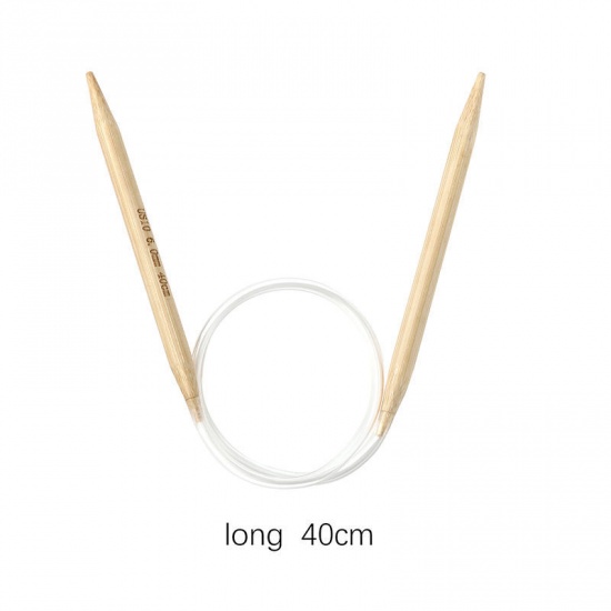 Picture of (US10 6.0mm) Bamboo Circular Knitting Needles Natural 40cm(15 6/8") long, 1 Piece