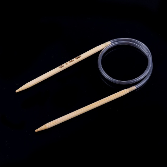 Image de (US7 4.5mm) Aiguilles Circulaire en Bambou Couleur Naturelle 40cm long, 1 Pièce