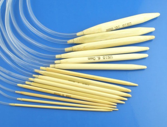 Imagen de (US15-0 10.0mm-2.0mm) Bambú Circular Agujas de tejer Natural 40cm longitud, 1 Juego ( 15 Unidades/Juego)