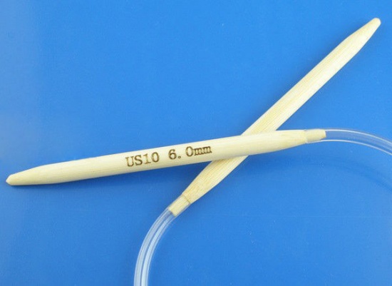 Picture of (US15-0 10.0mm-2.0mm) Bamboo Circular Knitting Needles Natural 40cm(15 6/8") long, 1 Set ( 15 PCs/Set)