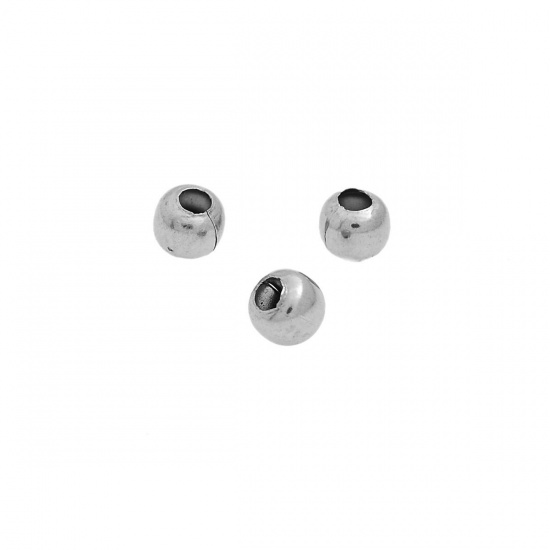Immagine di Acciaio Inossidabile Separatori Perline Tondo Tono Argento Circa 4mm Dia, Foro:Circa 1.3mm, 100 Pz