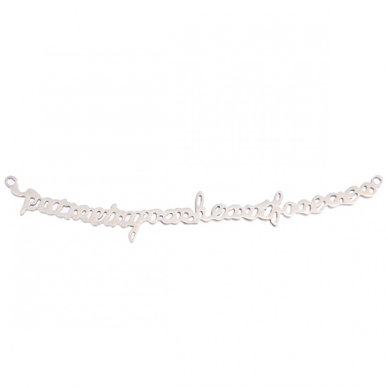 Picture of Stainless Steel Connectors Findings Letters Silver Tone 6.7cm, 1 PC