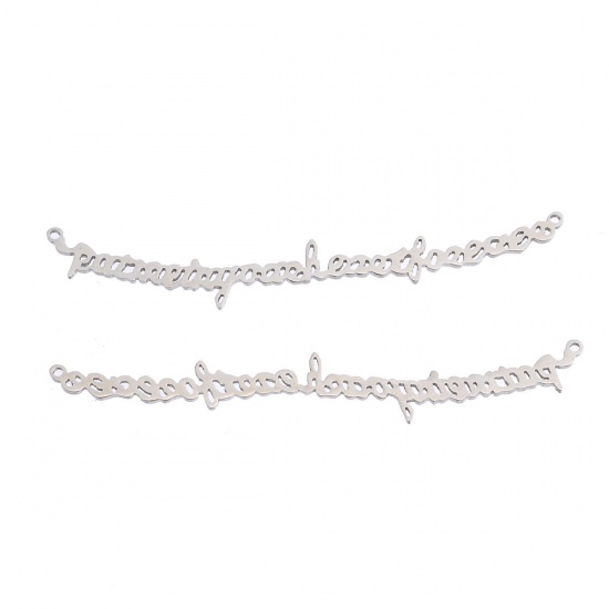 Picture of Stainless Steel Connectors Findings Letters Silver Tone 6.7cm, 1 PC