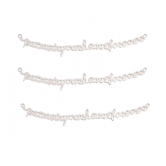 Picture of Stainless Steel Connectors Findings Letters Silver Tone 6.7cm, 1 PC