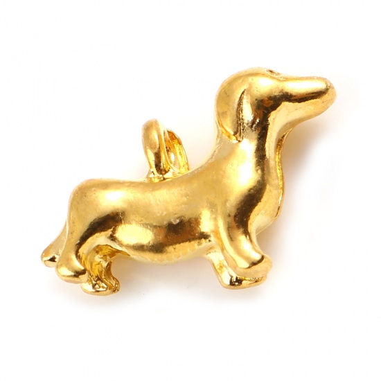 Picture of Zinc Based Alloy Charms Dog Animal Gold Plated 15mm x 11mm, 10 PCs