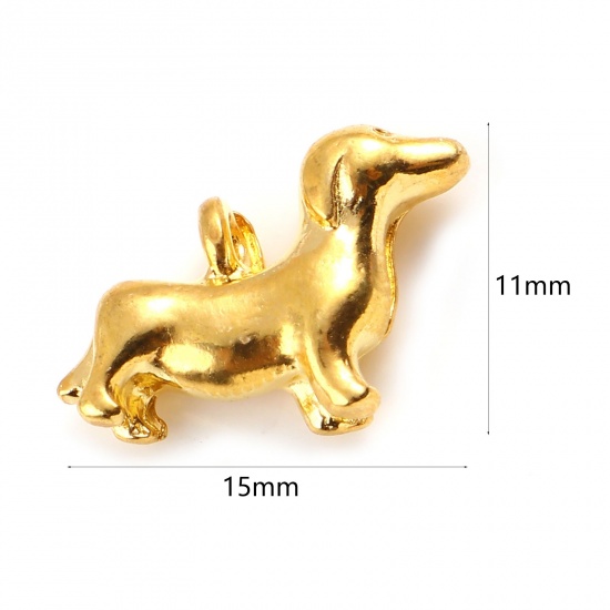 Picture of Zinc Based Alloy Charms Dog Animal Gold Plated 15mm x 11mm, 10 PCs