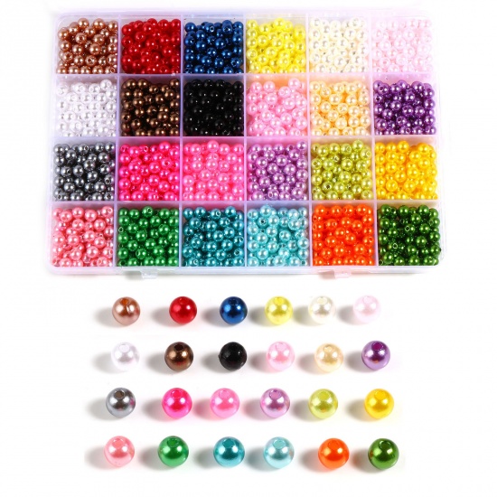 Image de Perles en Acrylique Rond Mixte Transparent Env. 6mm Dia, Trou: env. 1.9mm, 1 Boîte (env. 1600 Pcs/Boîte)