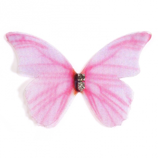 Immagine di Organza Eterea Farfalla Applique Rosa Farfalla Trasparente Trasparente Strass 3cm x 2cm, 5 Pz