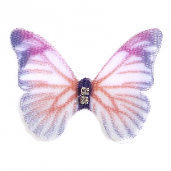 Immagine di Organza Eterea Farfalla Applique Arancione Farfalla Trasparente Trasparente Strass 3cm x 2cm, 5 Pz