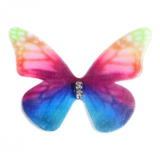 Immagine di Organza Eterea Farfalla Applique Multicolore Farfalla Trasparente Trasparente Strass 3cm x 2cm, 5 Pz