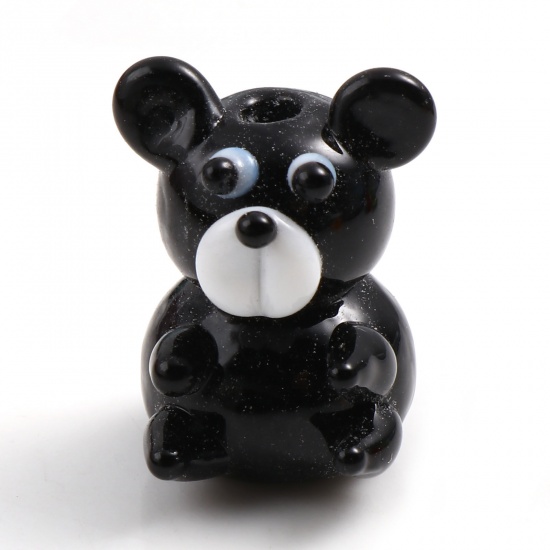 Picture of Lampwork Glass Beads Mouse Animal Black About 20mm x 16mm - 19mm x 15mm, Hole: Approx 2.4mm, 2 PCs