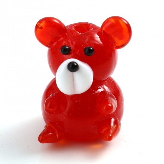 Picture of Lampwork Glass Beads Mouse Animal Red About 20mm x 16mm - 19mm x 15mm, Hole: Approx 2.4mm, 2 PCs