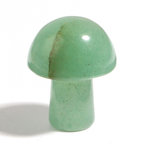 Picture of Green Aventurine ( Natural ) Micro Landscape Miniature Shelter House Aquarium Home Decoration Mushroom Green About 20x15mm - 19x14mm, 1 Piece