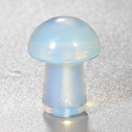 Picture of Opal ( Natural ) Micro Landscape Miniature Shelter House Aquarium Home Decoration Mushroom Milk White About 20x15mm - 19x14mm, 1 Piece