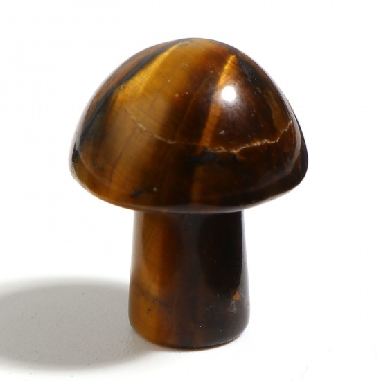 Picture of Tiger's Eyes ( Natural ) Micro Landscape Miniature Shelter House Aquarium Home Decoration Mushroom Dark Coffee About 20x15mm - 19x14mm, 1 Piece