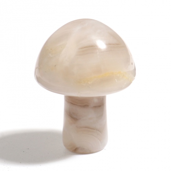 Picture of Agate ( Natural ) Micro Landscape Miniature Shelter House Aquarium Home Decoration Mushroom Grayish White About 20x15mm - 19x14mm, 1 Piece