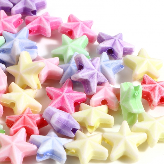 Picture of Plastic Ocean Jewelry Beads Star Fish At Random Color Mixed About 10mm x 10mm, Hole: Approx 1.7mm, 1000 PCs