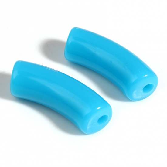 Image de Perles en Acrylique Bleu 3.4cm x 1.3cm, Trou: env. 1.1mm, 20 Pcs
