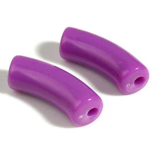 Image de Perles en Acrylique Violet 3.4cm x 1.3cm, Trou: env. 1.1mm, 20 Pcs