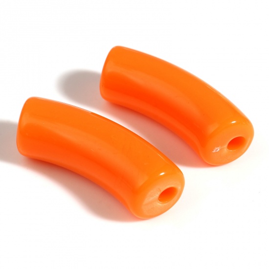 Image de Perles en Acrylique Orange 3.4cm x 1.3cm, Trou: env. 1.1mm, 20 Pcs