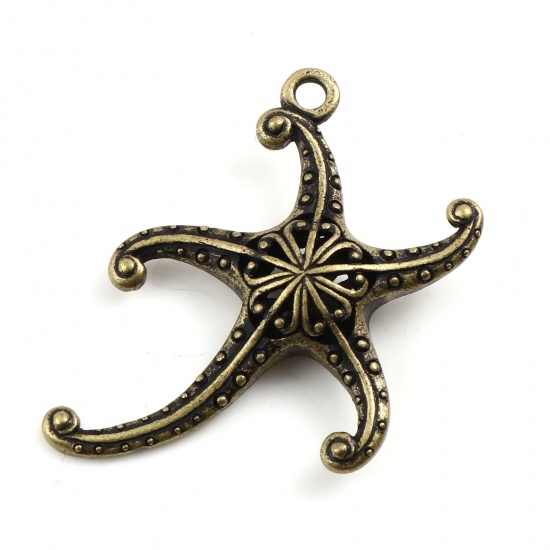 Image de Pendentifs Bijoux d'Océan en Alliage de Zinc Etoile de Mer Bronze Antique 48mm x 40mm, 1 Pièce