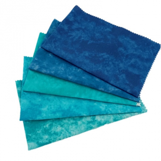 Bild von Stoff Stoff Blau Quadrat Tie-Dye 20cm x 20cm , 1 Set ( 5 Stück/Set)
