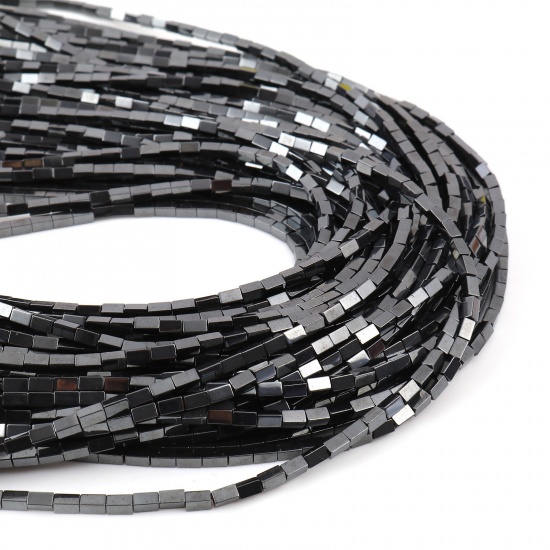 Image de Perles en Hématite （ Naturel ） Rectangle Noir 4mm x 2mm, Trou: env. 0.5mm, 40.5cm long, 1 Enfilade (Env. 105 Pcs/Enfilade)