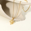 Picture of Eco-friendly Retro Stylish 18K Gold Color 304 Stainless Steel Rolo Chain Snake Animal Pendant Necklace For Women Party 40cm(15 6/8") long, 1 Piece