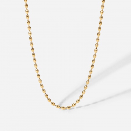 1 Piece Vacuum Plating Simple & Casual Exquisite 14K Gold Plated 304 Stainless Steel Ball Chain Necklace For Women 41.5cm(16 3/8") long