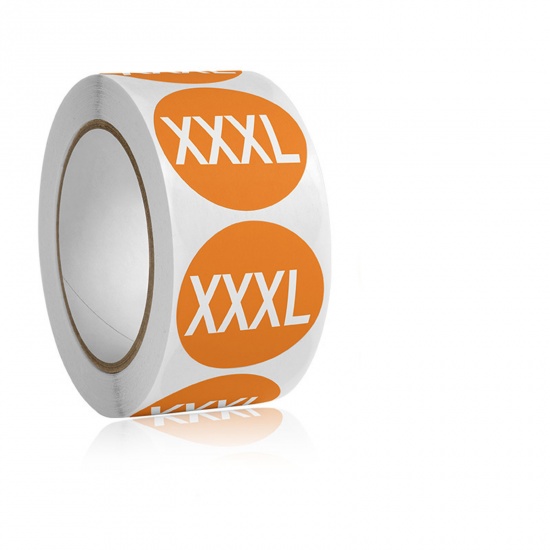 Immagine di Orange - Clothing Shoes And Hats XXXL Size Label DIY Art Paper Stickers 2.5cm Dia., 1 Roll(500 PCs/Roll)