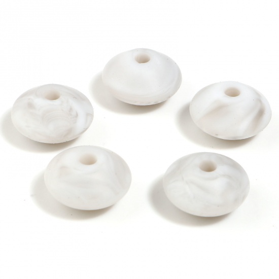 Picture of Silicone Spacer Beads Abacus Grayish White About 12mm Dia, Hole: Approx 2.5mm, 20 PCs