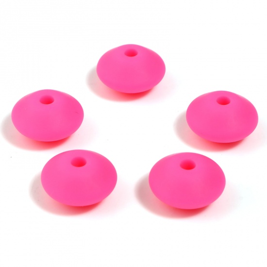 Picture of Silicone Spacer Beads Abacus Fuchsia About 12mm Dia, Hole: Approx 2.5mm, 20 PCs