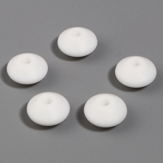 Picture of Silicone Spacer Beads Abacus White About 12mm Dia, Hole: Approx 2.5mm, 20 PCs