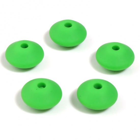 Picture of Silicone Spacer Beads Abacus Green About 12mm Dia, Hole: Approx 2.5mm, 20 PCs
