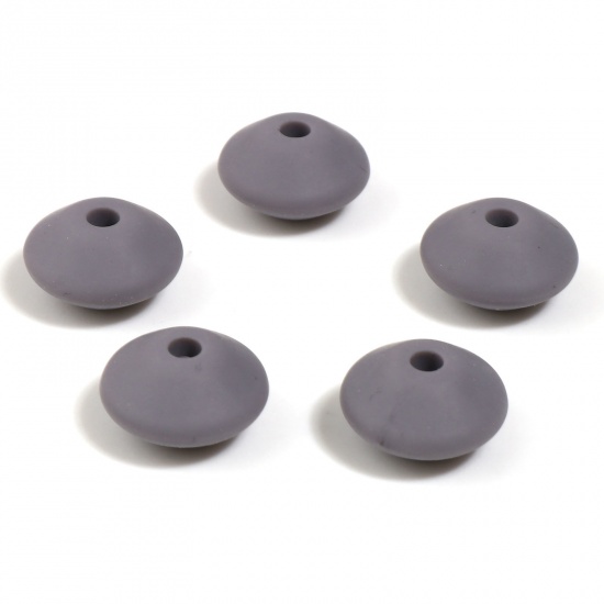 Picture of Silicone Spacer Beads Abacus Dark Gray About 12mm Dia, Hole: Approx 2.5mm, 20 PCs