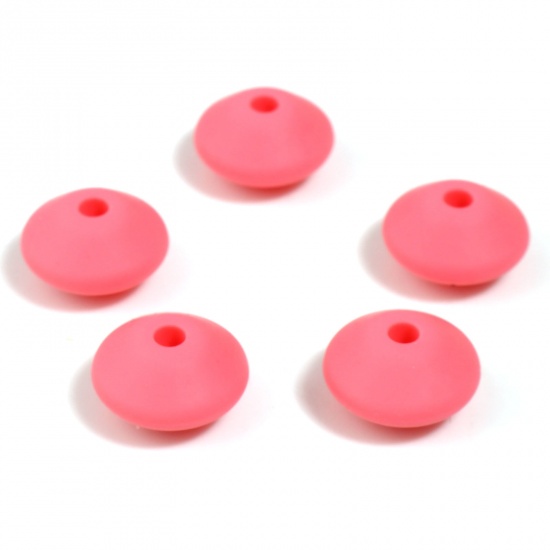 Immagine di Silicone Separatori Perline Abaco Rosa Circa 12mm Dia, Foro: Circa 2.5mm, 20 Pz