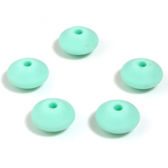 Picture of Silicone Spacer Beads Abacus Mint Green About 12mm Dia, Hole: Approx 2.5mm, 20 PCs
