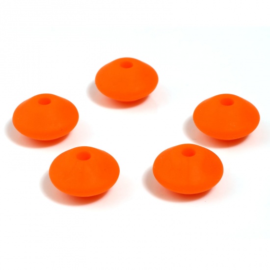 Picture of Silicone Spacer Beads Abacus Orange About 12mm Dia, Hole: Approx 2.5mm, 20 PCs